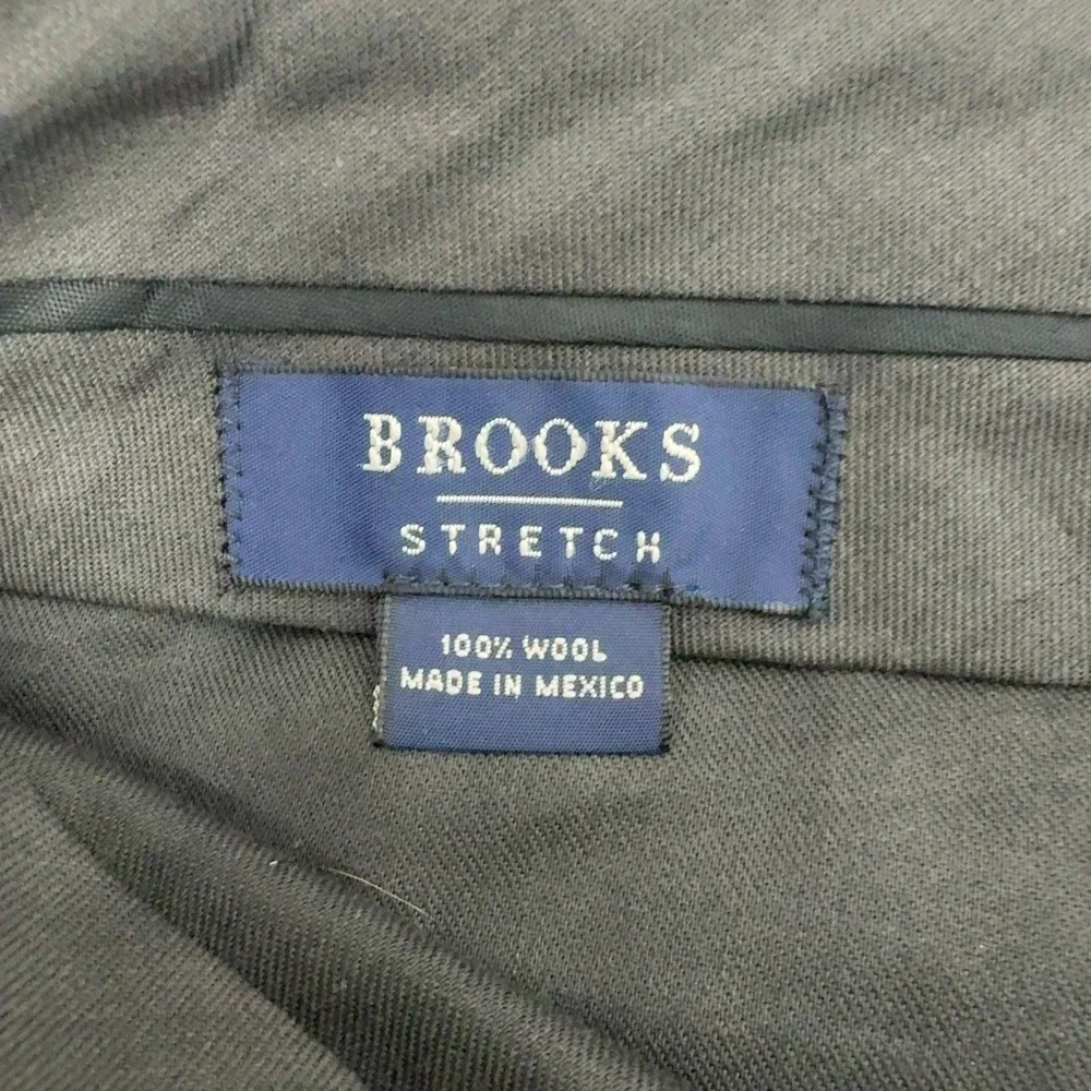 Brooks Brothers Dress Pants Mens 36 Black Wool Stretch Flat Front Classic Style